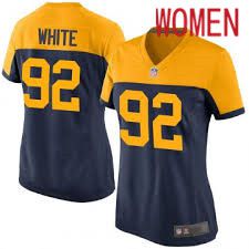 Women Green Bay Packers #92 Reggie White Nike Navy Game Retired Player NFL Jersey->women nfl jersey->Women Jersey